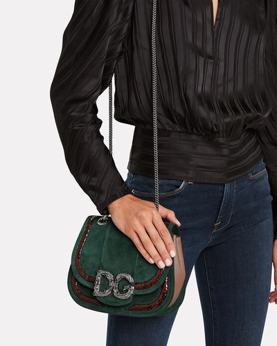 Shop Dolce & Gabbana Suede & Python Saddle Bag