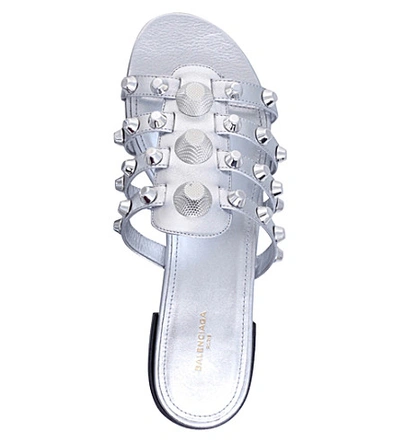Shop Balenciaga Womens Silver Gwen Leather Sandals 2
