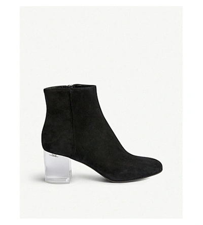 Shop Miu Miu Plexiglass-heel Suede Ankle Boots In Nero