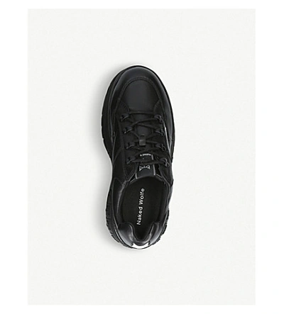 Shop Naked Wolfe Womens Black Sporty Leather Platform Trainers