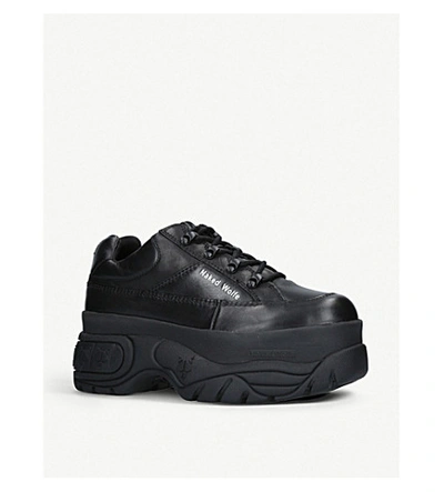 Shop Naked Wolfe Womens Black Sporty Leather Platform Trainers