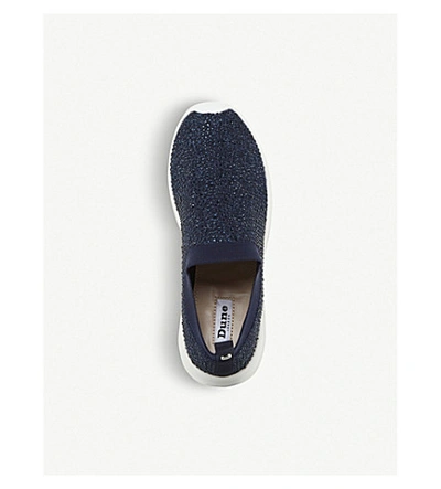 Shop Dune Emery Embellished Knitted Sock Trainers In Navy-metalic