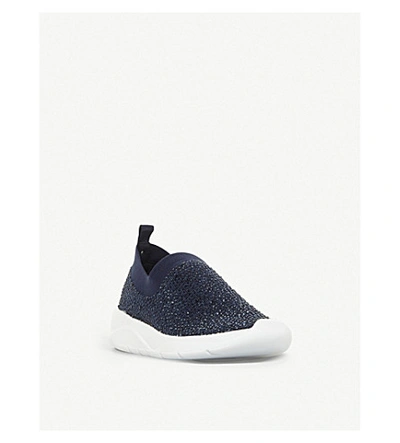 Shop Dune Emery Embellished Knitted Sock Trainers In Navy-metalic
