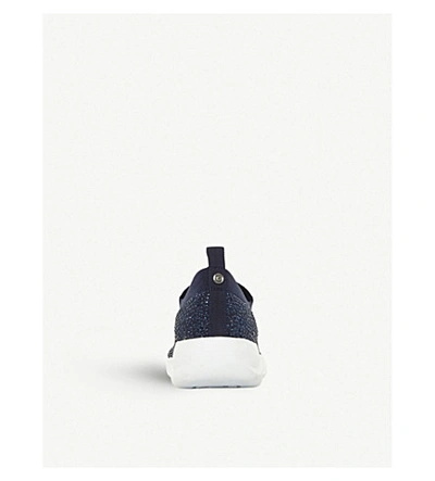 Shop Dune Emery Embellished Knitted Sock Trainers In Navy-metalic