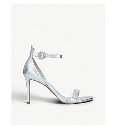 Shop Michael Michael Kors Viola Crystal-embellished Leather Sandals In Silver