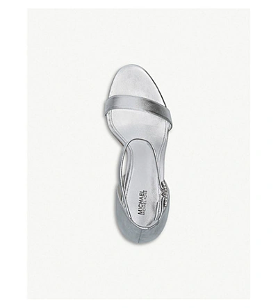 Shop Michael Michael Kors Viola Crystal-embellished Leather Sandals In Silver