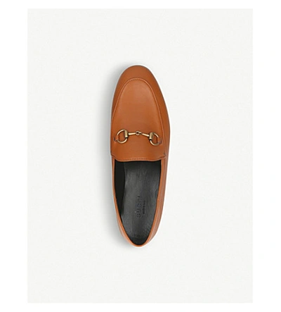 Shop Gucci Brixton Leather Loafers In Tan