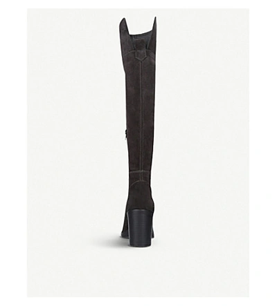 Shop Kurt Geiger Tring Suede Over-the-knee Boots In Grey