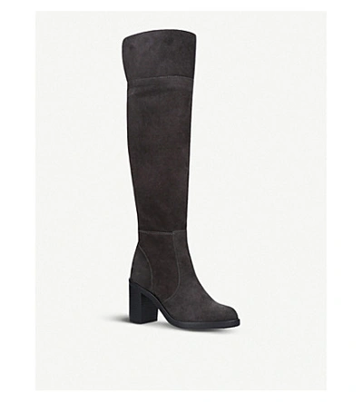 Shop Kurt Geiger Tring Suede Over-the-knee Boots In Grey