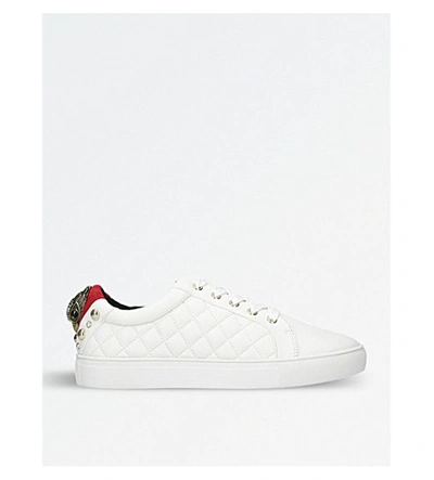 Shop Kurt Geiger Ludo Quilted Eagle-detailed Trainers In White