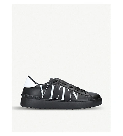 Shop Valentino Womens Blk/white Vltn Low-top Leather Trainers 7