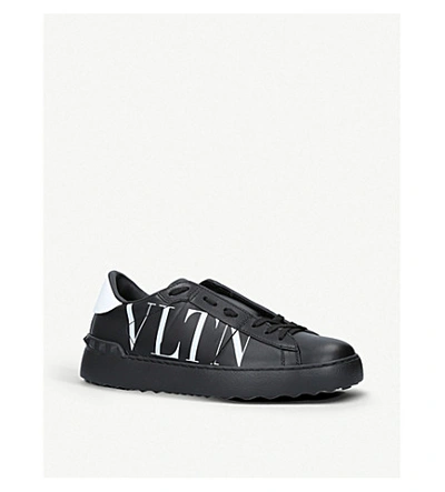 Shop Valentino Womens Blk/white Vltn Low-top Leather Trainers 7