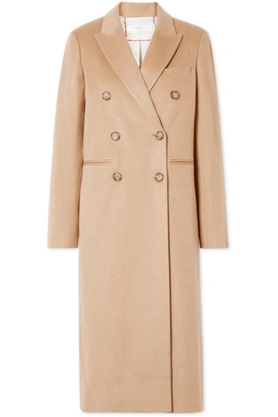 Shop Victoria Beckham Double-breasted Wool Coat In Camel
