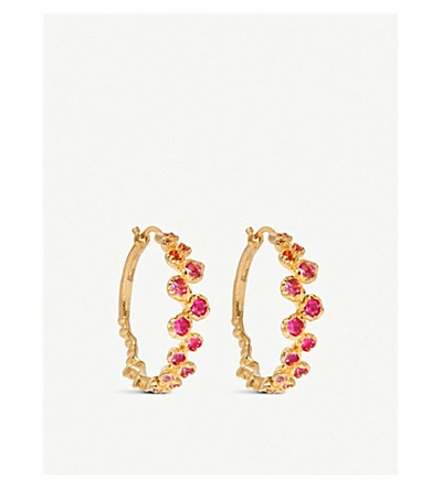 Shop Annoushka Hidden Reef 18ct Yellow-gold And Sapphire Hoop Earrings In 18ct Yellow Gold