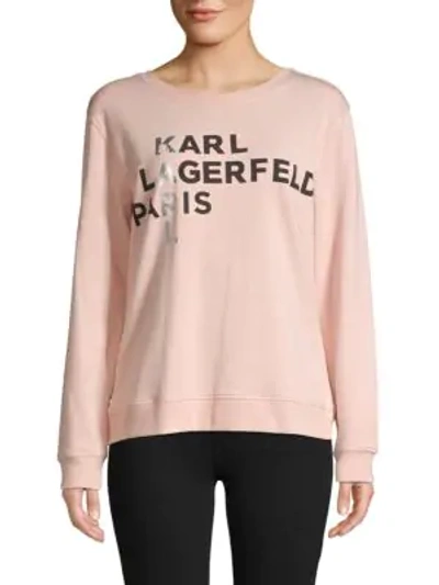 Shop Karl Lagerfeld Logo Graphic Sweatshirt In Blush