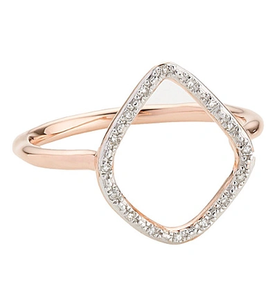 Shop Monica Vinader Womens Gold Riva 18ct-rose Gold Plated Diamond Ring
