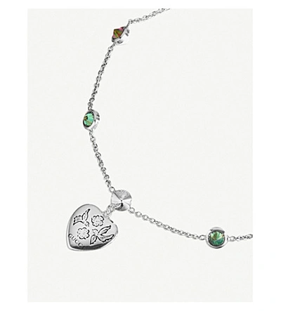 Shop Gucci Blind For Love Engraved Heart-pendant Sterling Silver And Zirconia Bracelet