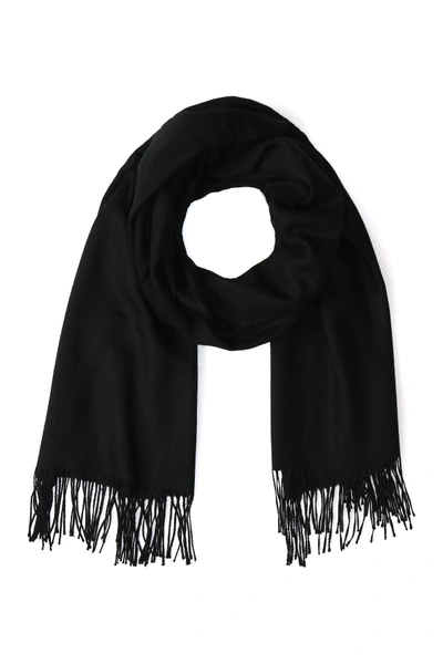 Shop Amicale Tissue Weight Fringe Scarf In 001black