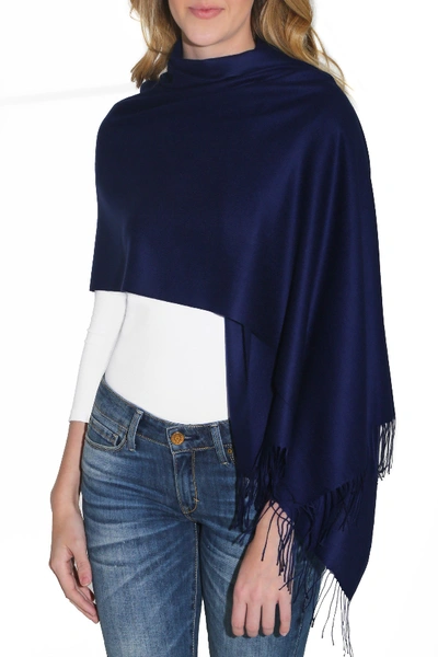 Shop Amicale Tissue Weight Fringe Scarf In 410navy