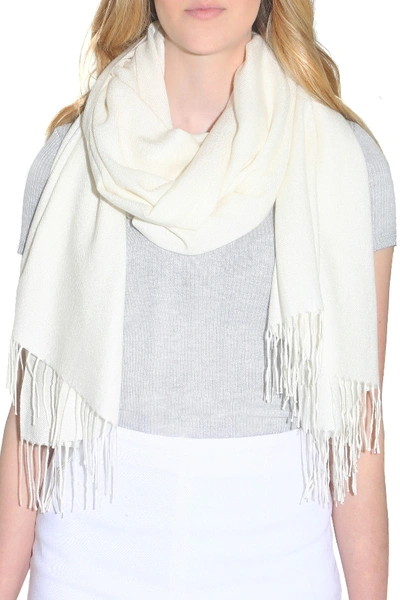 Shop Amicale Tissue Weight Fringe Scarf In 101cream