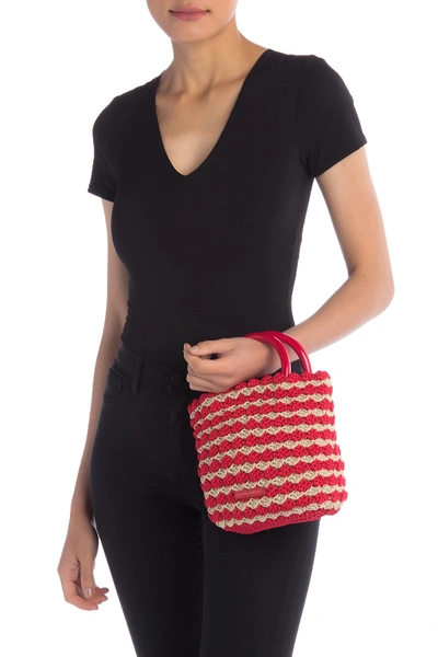 Shop Loeffler Randall Audrey Woven Bag In Bright Red/natural