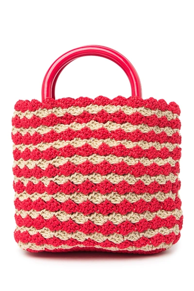 Shop Loeffler Randall Audrey Woven Bag In Bright Red/natural