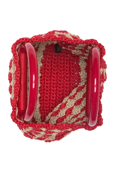 Shop Loeffler Randall Audrey Woven Bag In Bright Red/natural