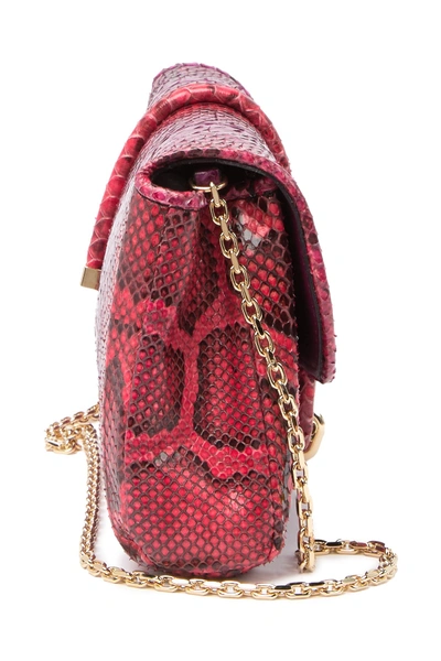 Shop Burberry Genuine Python Clutch In Military Red