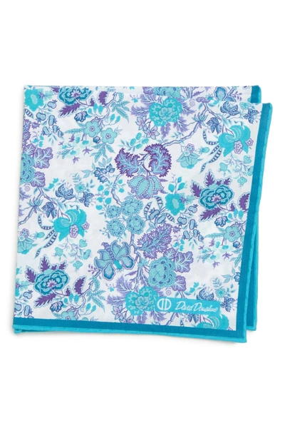 Shop David Donahue Floral Cotton Pocket Square In Laguna