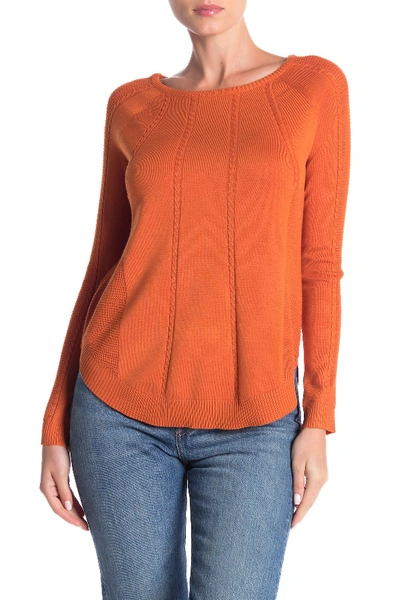 Shop Cyrus Cable Knit Waffle Knit Pullover Sweater In Pumpkin Spice