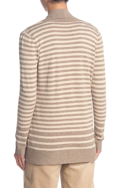 Shop Cyrus Cozy Striped Open Front Cardigan In Taupecombo