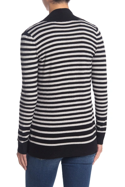 Shop Cyrus Cozy Striped Open Front Cardigan In Blk/lt H G