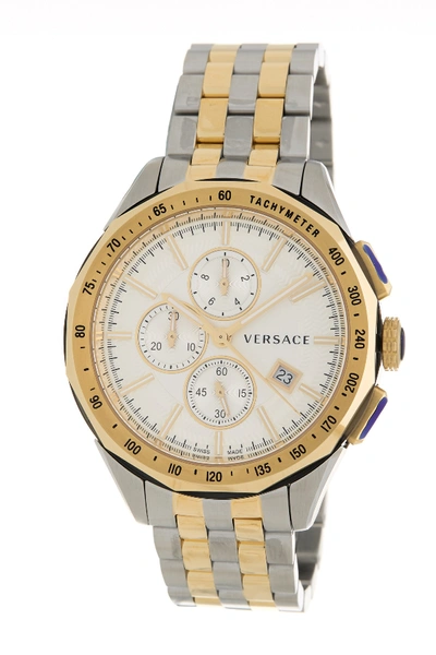 Shop Versace Men's Glaze Chronograph Bracelet Watch, 44mm In Champagne