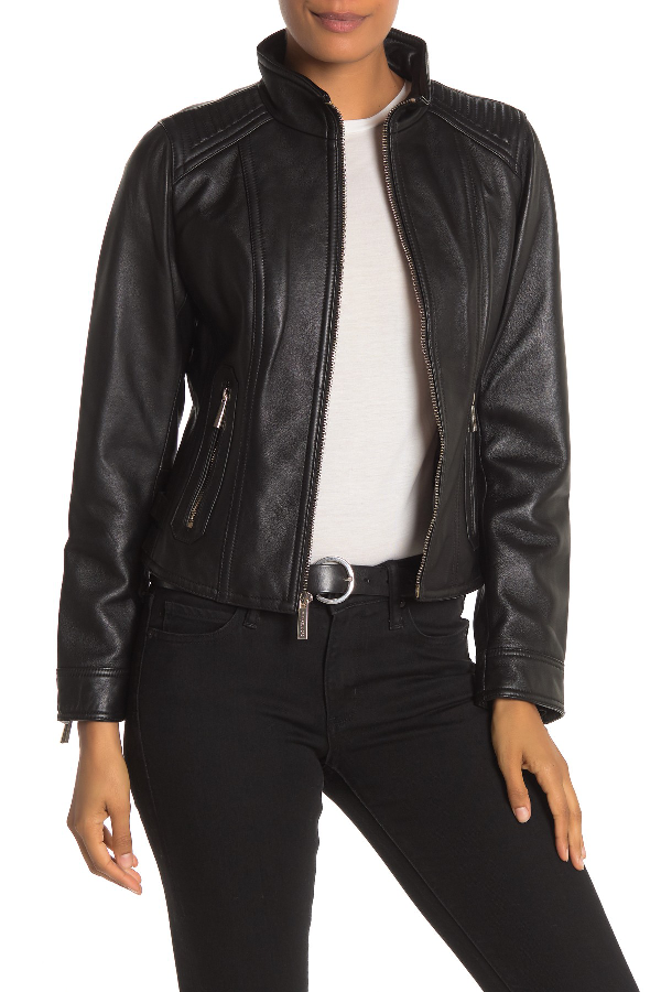 leather michael kors jacket