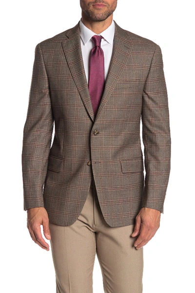 Shop Hart Schaffner Marx Brown Plaid Two Button Notch Lapel Wool Blend Suit Separates Jacket In Medium Brown