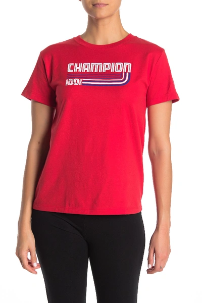 Shop Champion Letterman Block T-shirt In Scarlet
