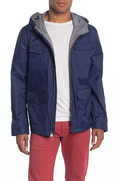 Shop Levi's Nylon 4 Pocket Rain Jacket In Blue