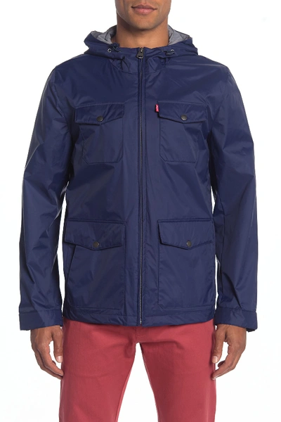 Shop Levi's Nylon 4 Pocket Rain Jacket In Blue