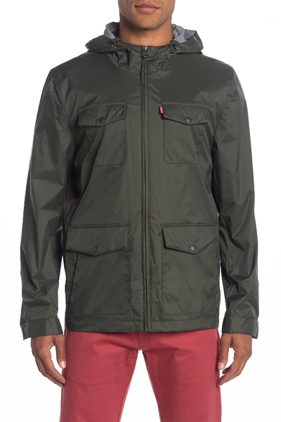 Shop Levi's Nylon 4 Pocket Rain Jacket In Army Green