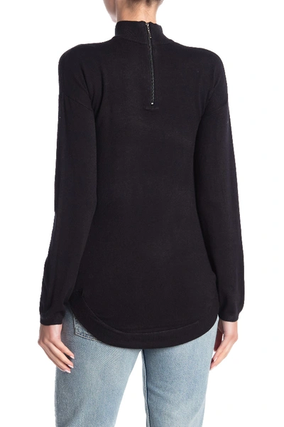 Shop Cyrus Mock Neck Zip High/low Tunic Sweater In Black