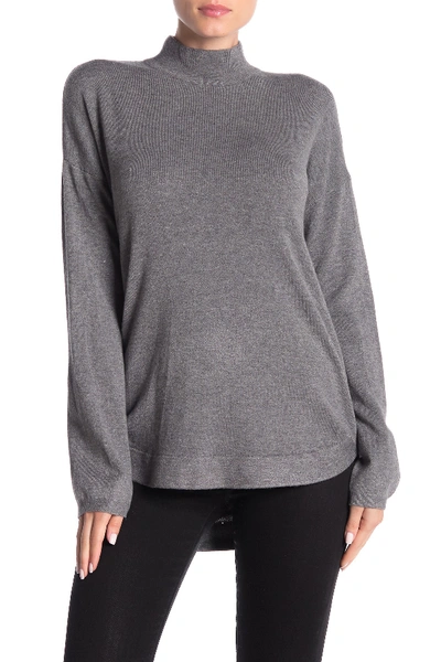 Shop Cyrus Mock Neck Zip High/low Tunic Sweater In Charcoal H