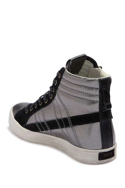 Shop Diesel Velows Leather High-top Sneaker In Gunmetal