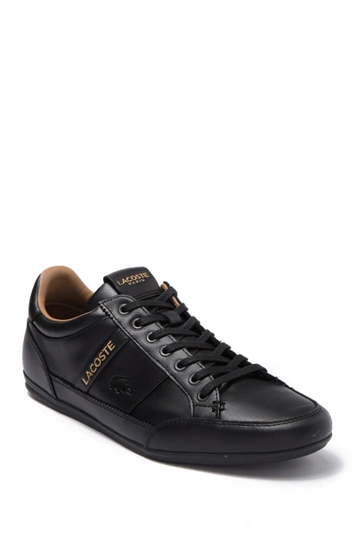 Shop Lacoste Chaymon Leather Sneaker In Black/black