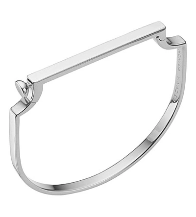 Monica Vinader Engravable Signature Thin Petite Bangle In Silver