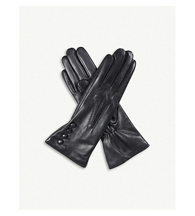 Shop Dents 4-button Leather Gloves In Black