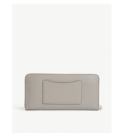Shop Michael Michael Kors Jet Set Leather Wallet In Pearl Grey