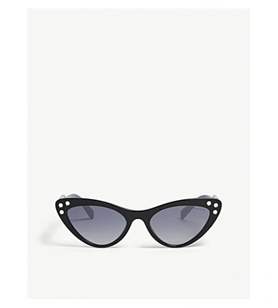 Shop Miu Miu Smu05t Cat-eye-frame Sunglasses In Black