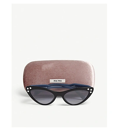 Shop Miu Miu Smu05t Cat-eye-frame Sunglasses In Black