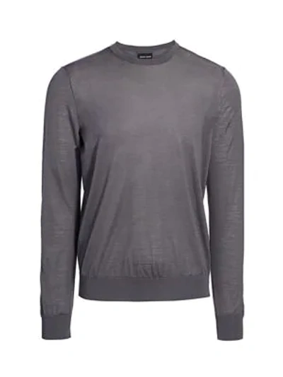 Shop Giorgio Armani Men's Virgin Wool Crewneck Sweater In Fancy Grey