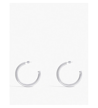 Shop Astrid & Miyu Large Hoop Earrings In White Gold Plating